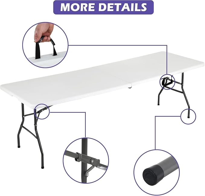 HKLGorg Folding Table, Heavy Duty Plastic Folding Utility Table Indoor Outdoor - Image 5