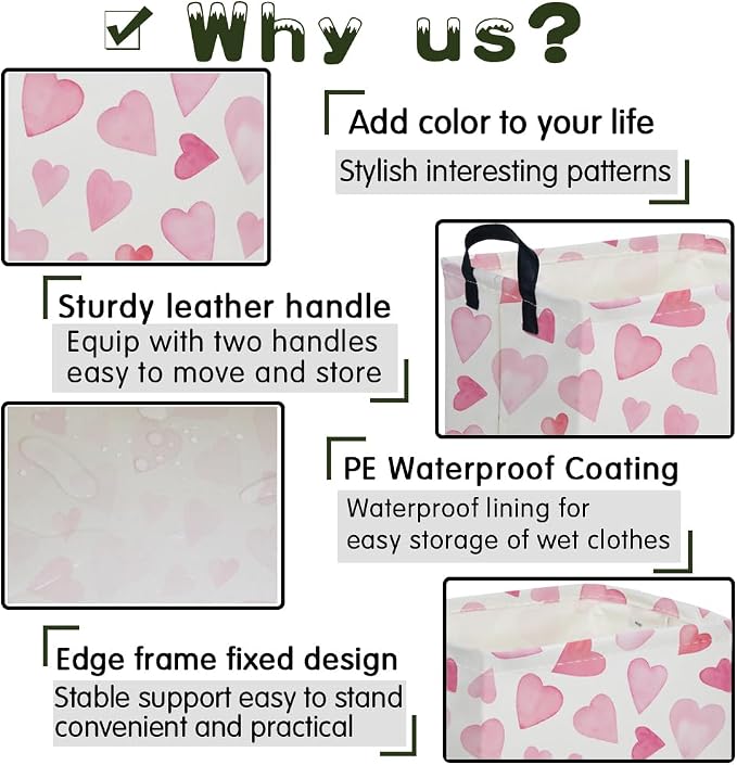 Rectangular Pink Valentine's Day Gift Basket, nursery basket, kids toy storage - Image 6