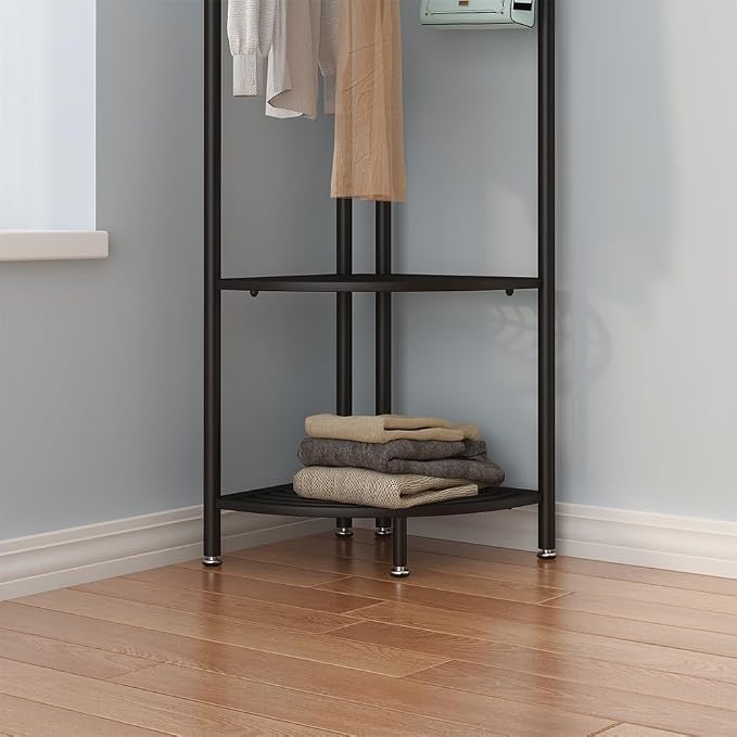 Black Corner Hall Tree, Freestanding Garment Rack - Image 6