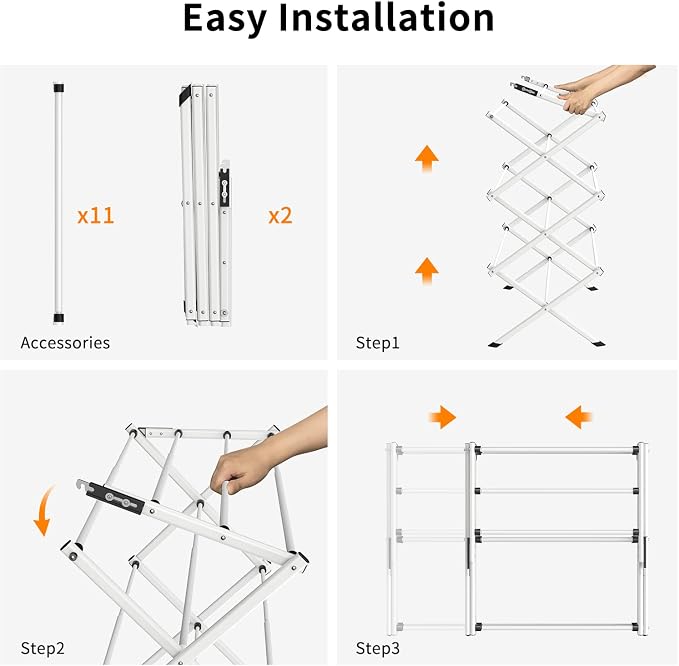 3 Tier Clothes Drying Rack, Foldable Drying Rack Clothing, Indoor & Outdoor - Image 7