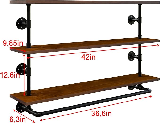 42in, 3-Tier Wall Mounted Garment Rack - Image 2