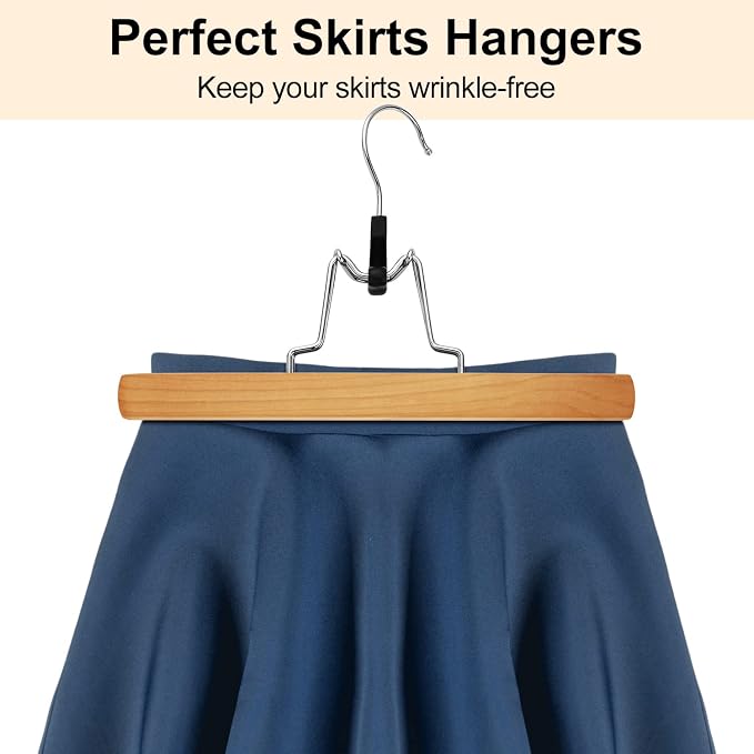 AMKUFO 20 Pack Natural Wooden Pants Hangers - Image 7