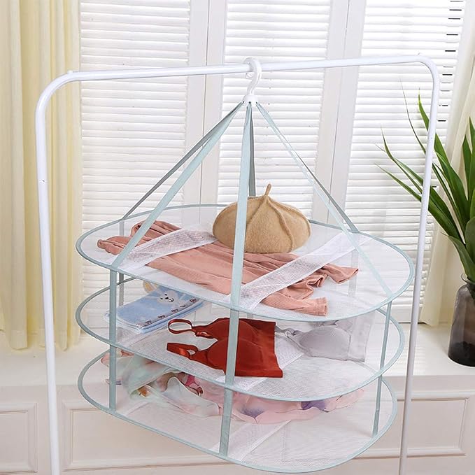 3 Tier Folding Drying Rack, 10Lb Capacity Space Saving Hanging Dryer - Image 3