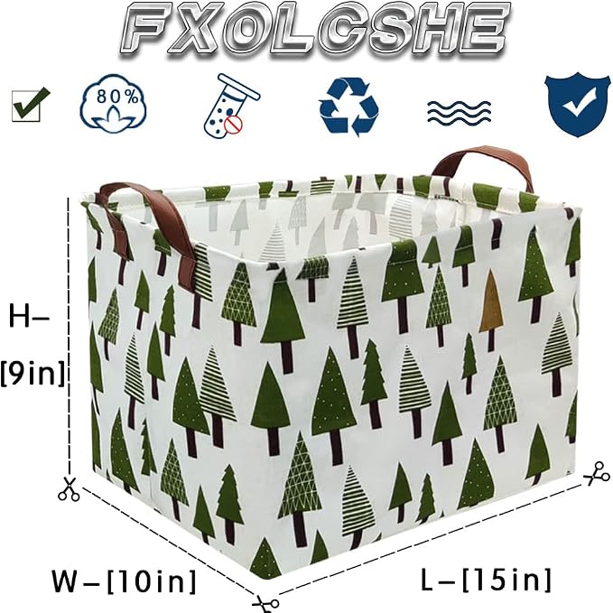 Tree basket, Laundry Basket Green Hamper Fabric Laundry Hamper, - Image 7