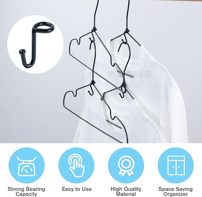Clothes Hanger Connector Hooks, Heavy Duty Extender Clips Organizer Mini Space - Image 6