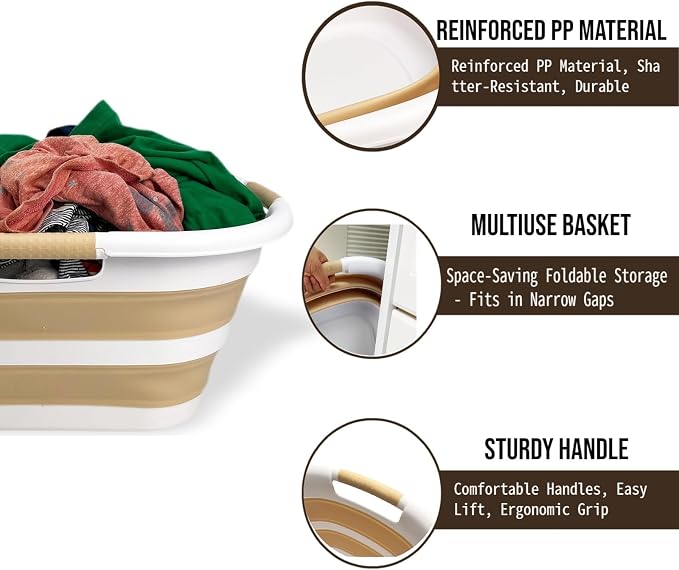 SAMMART 40L Set of 2 Plastic Foldable Laundry Basket - Image 3