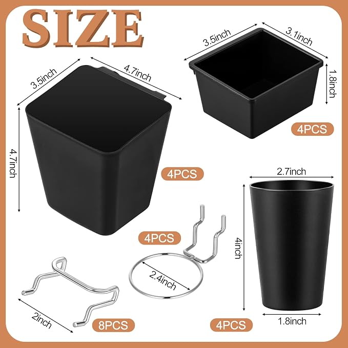 Jinei 12 Pcs Pegboard Bins and Cups - Image 2