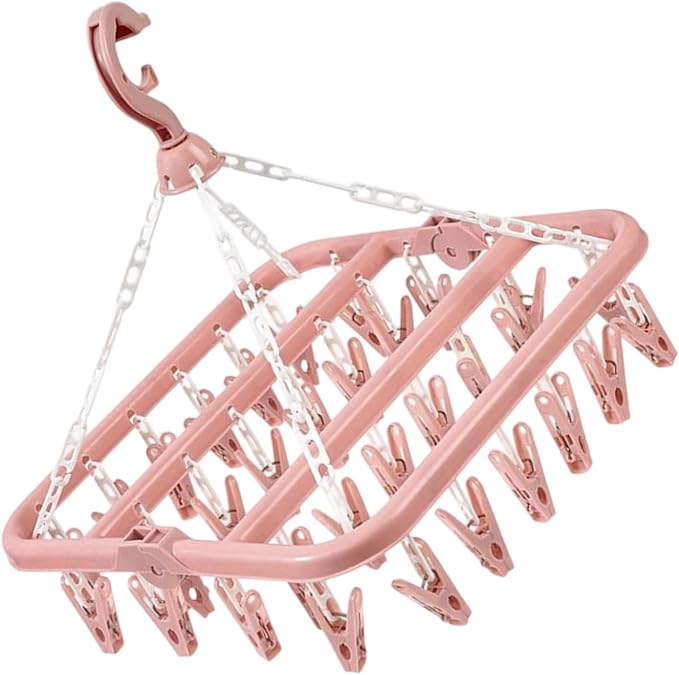 High-Capacity 32 Hook Garment Rack | Compact Foldable Design | Windproof - Image 5