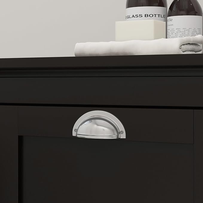 HOMCOM Dual Tilt Out Laundry Hamper Cabinet, Bathroom Storage Cabinet - Image 9