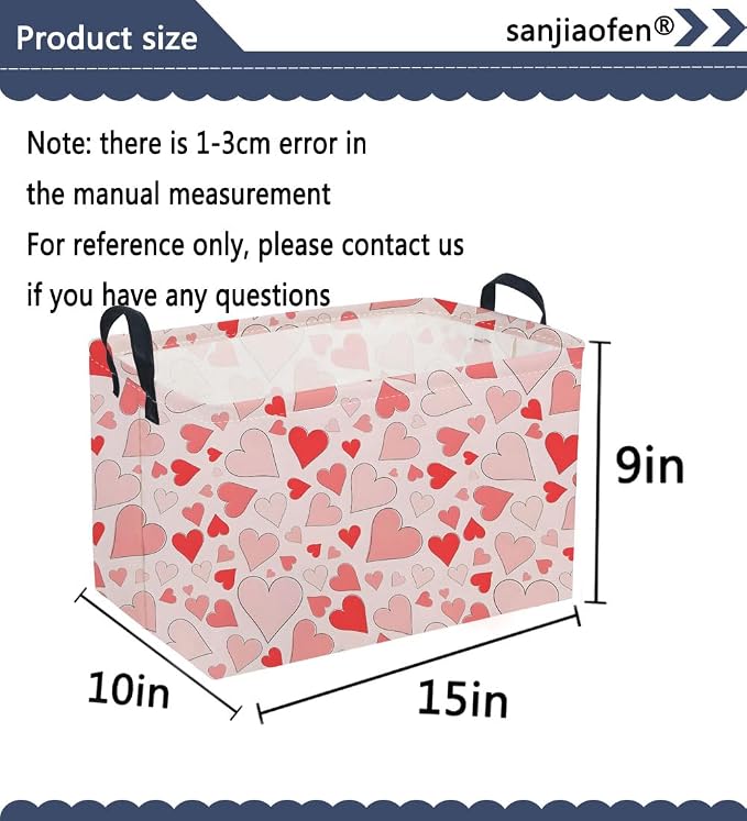 Sanjiaofeng Rectangular Valentine's Day Basket Love Storage Bins, Girls Storage - Image 2