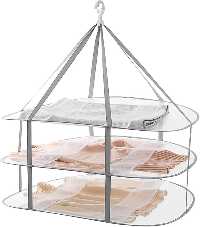 Funvalley Surperfect Foldable Hanging Mesh Dryer, Sweater Drying Rack 3-Tier by FunvalleySurperfect