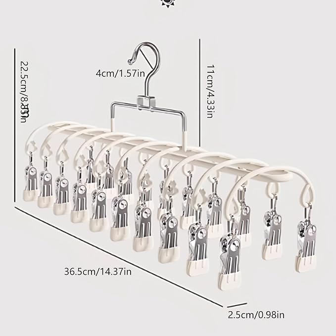 Stainless Steel Sock Clothes Drying Rack 20 Clip Rustproof Laundry Organizers - Image 7