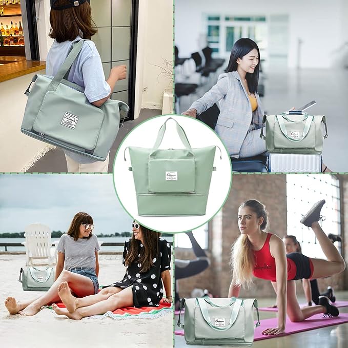 Large Capacity Foldable Travel Bag Expandable Portable Carry on Bag Dry&Wet - Image 2