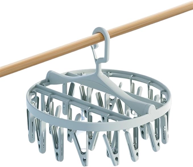 Plastic Sock Drying Rack with 24 Clips, Round Drip Drying Hanger, Swivel Wind by Unknown