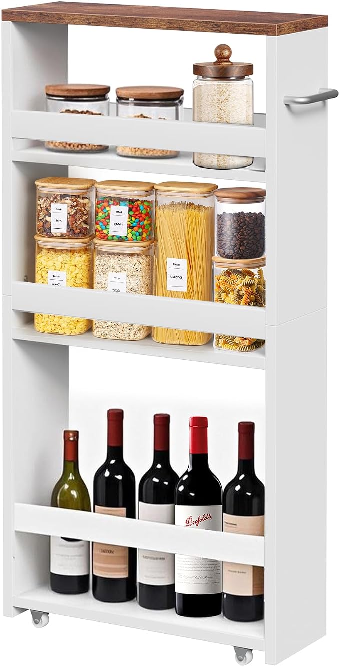 SUPER DEAL 4 Tier White Slim Storage Cart - Image 2