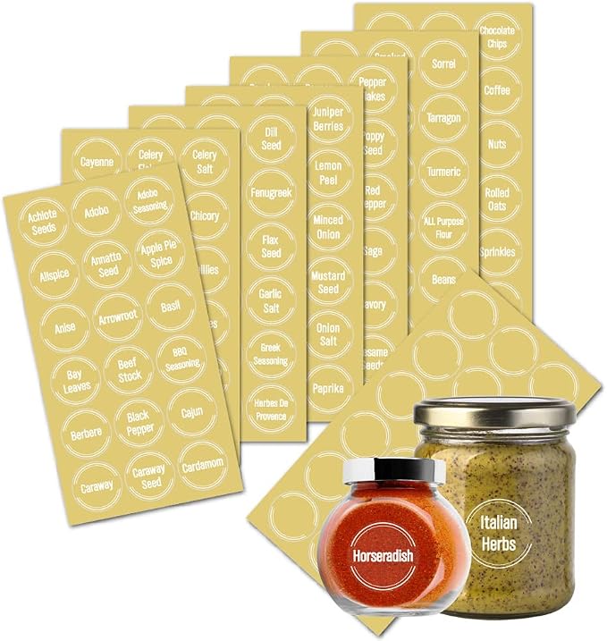 144 Pcs Transparent Spice Labels, Numbers by Betinyar