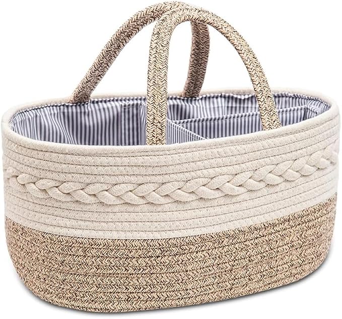 Large Cotton Rope Diaper Caddy Boho Diaper Storage Portable Car Organizer - Image 5