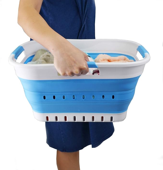 SAMMART 19L Collapsible Super Mini 3 Handled Plastic Laundry Basket - Image 6