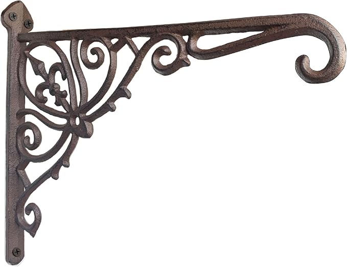 KiaoTime Cast Iron Hanging Hook Bracket Wall Hanger 12" Deep Outdoor Indoor by KiaoTime