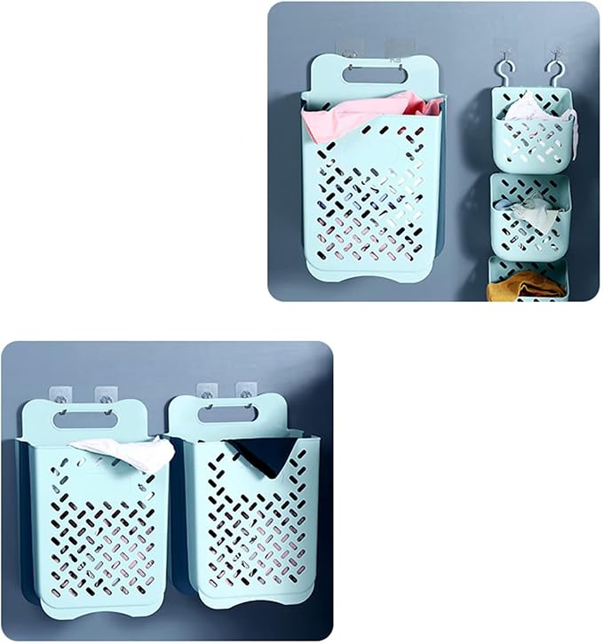 Wall-mounted Collapsible Laundry Basket, Tall Plastic Hamper - Image 3