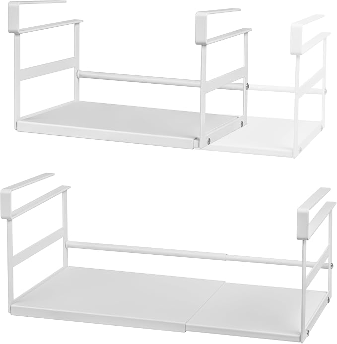 2Pack Under Shelf Storage Basket Organizer Expandable Width Add-On Space Saver by Selosiz
