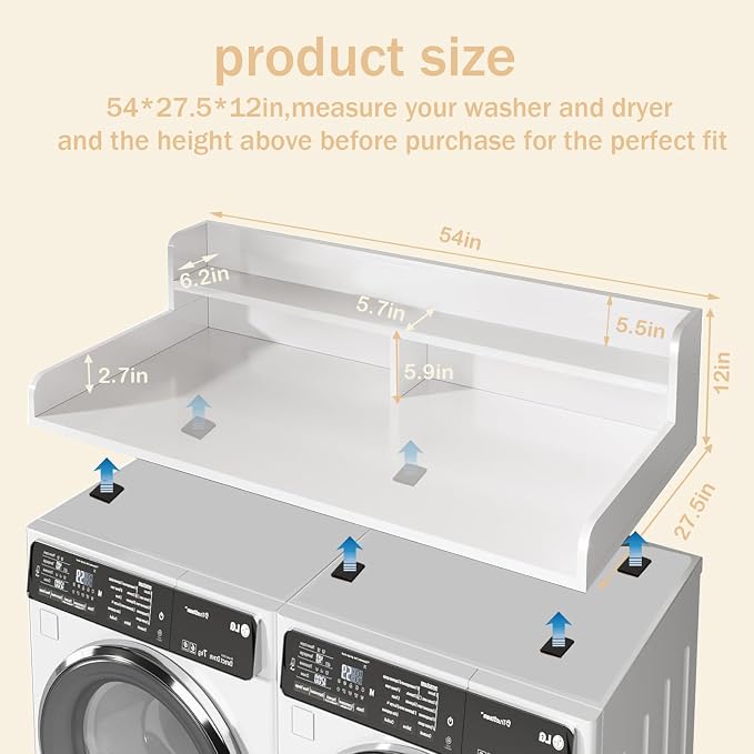 Washer and Dryer Countertop, 2 Tier Laundry Room Wood Countertop - Image 5