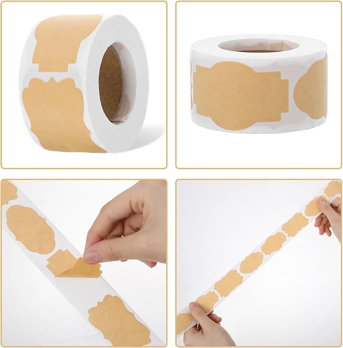 500PCS 1.3" X 2.36" Natural Kraftpaper Label Stickers, Self Adhesive Blank - Image 6