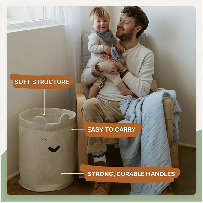 Parker Baby Bear Felt Laundry Hamper | Spacious & Collapsable Storage Basket - Image 3