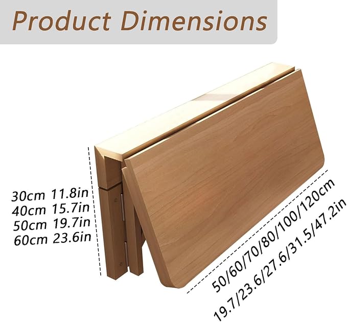 Wood Wall-Mounted Folding Table in Natural Laundry Folding Table Fold Down Work - Image 2