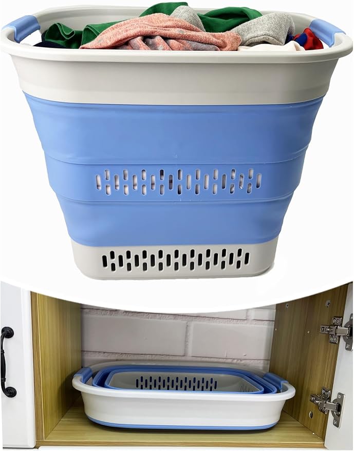 SAMMART 40L Collapsible Plastic Laundry Basket-Portable Pop Up Storage - Image 4
