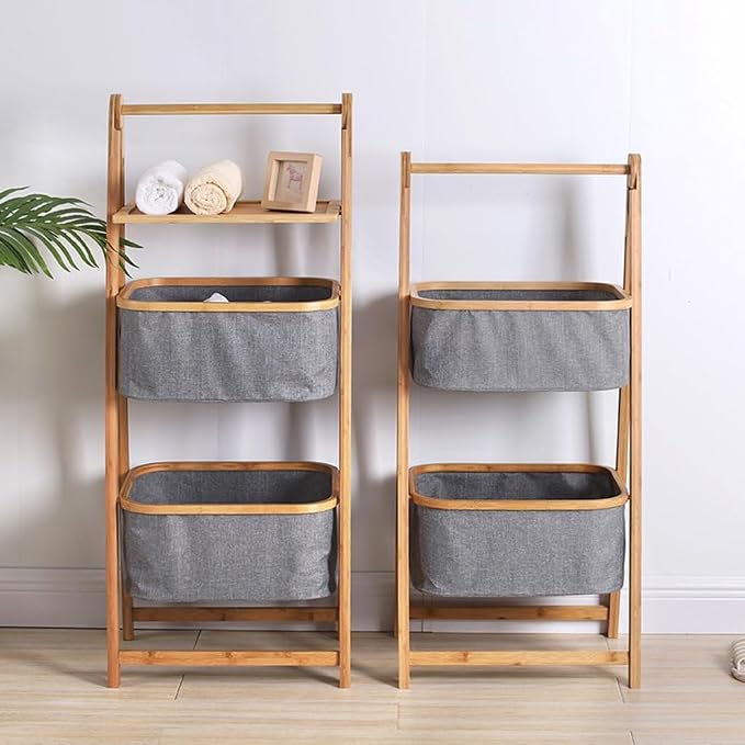 Bamboo Laundry Hamper Free-Standing Bamboo Frame Organiser - Image 2