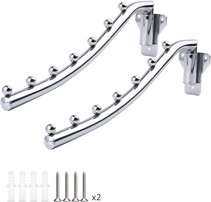 Folding Wall Mount Clothes Hanger Metal, 2 Pack Laundry Drying Rack Foldable by Unknown