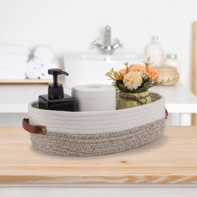 Woven Storage Basket for Toilet Tank Top, Farmhouse Home Decor Organizing - Image 2