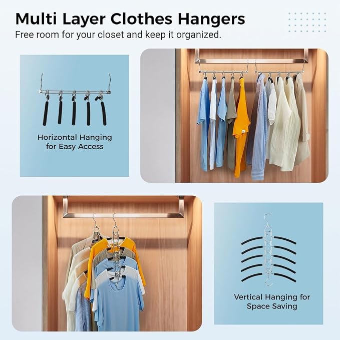 2-Pack Metal Space-Saving Hangers, 5-in-1 Multi-Layer Design - Image 5