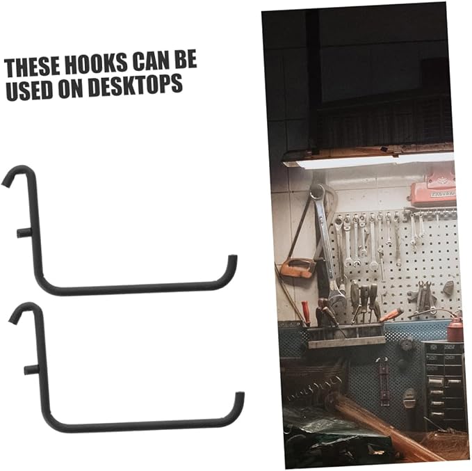 4pcs Black Metal Pegboard Hooks - Image 8