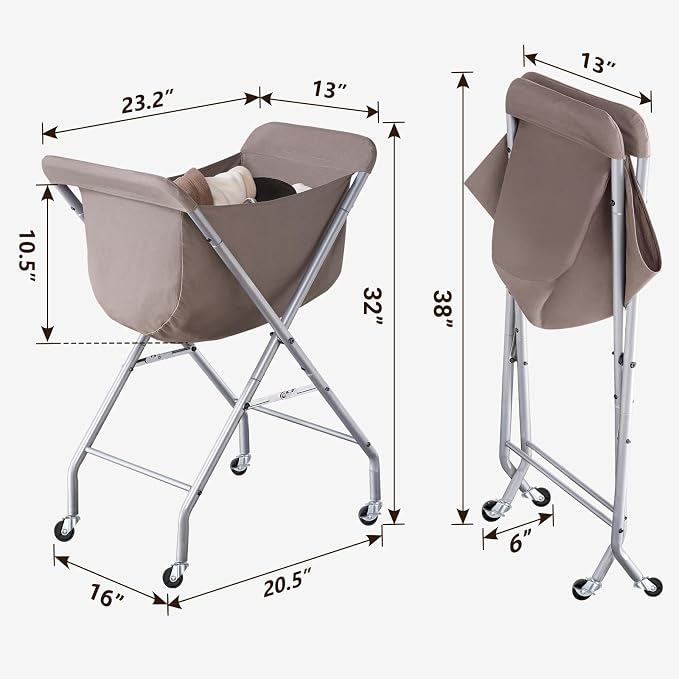 ELYKEN Laundry Cart with Wheels, 32”H Easy Rolling Laundry Hamper with - Image 3