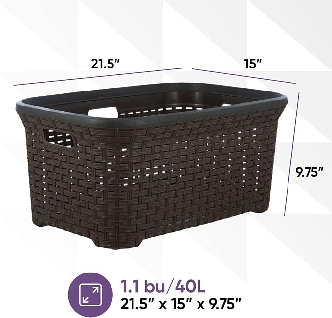 Designed Laundry Basket Plastic Storage Hamper Basket, Wicker Design 50 Liter. - Image 3