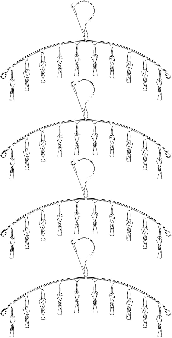 Toplife Clothes Hanger with 10 Clips, Stainless Steel, by Toplife