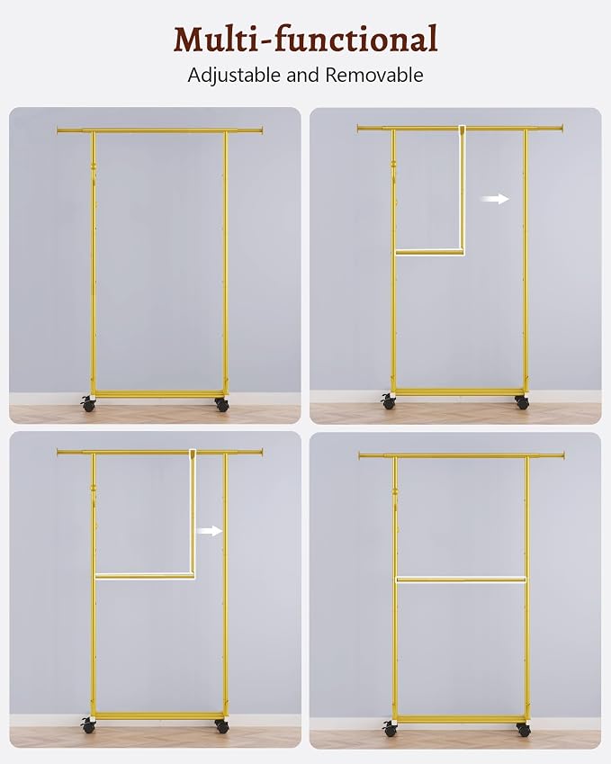 FAVOOSTY Clothes Rack for Hanging Clothes, Rolling & Extending Clothing Rack - Image 5