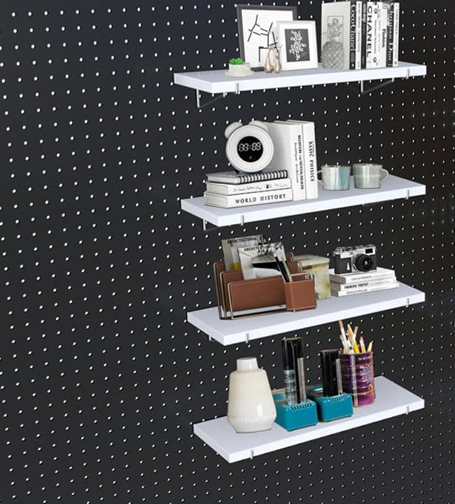 KINOMI Heavy Duty Pegboard Shelves, Value Set of 8 Pack Pegboard Shelf Brackets - Image 7