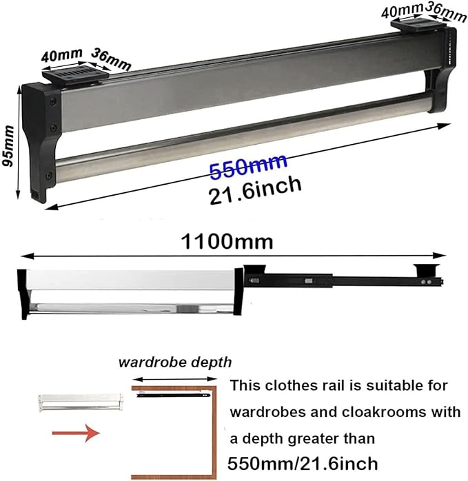 Dsiney Extendable Closet Rod Clothes Drying Rack - Image 2