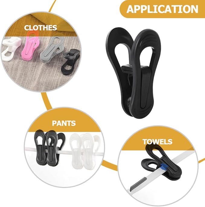 Toyvian 10pcs Black Plastic Hanger Clips Non-Slip Clothes Pegs Multi-Functional - Image 5