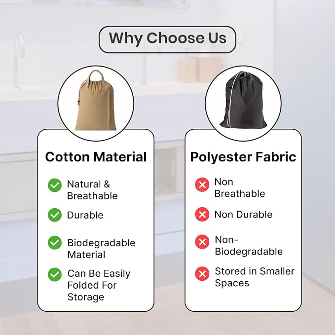 LFH Home Large Premium Cotton Canvas Laundry Bag - Image 8