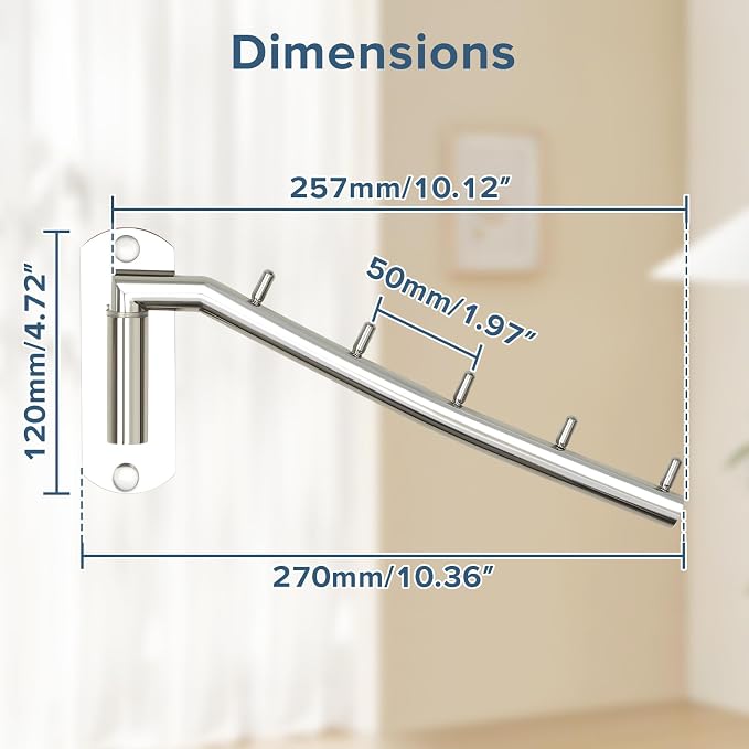 Alise Wall Mounted Drying Rack, Swivel Clothes Drying Rack Stainless Steel - Image 6