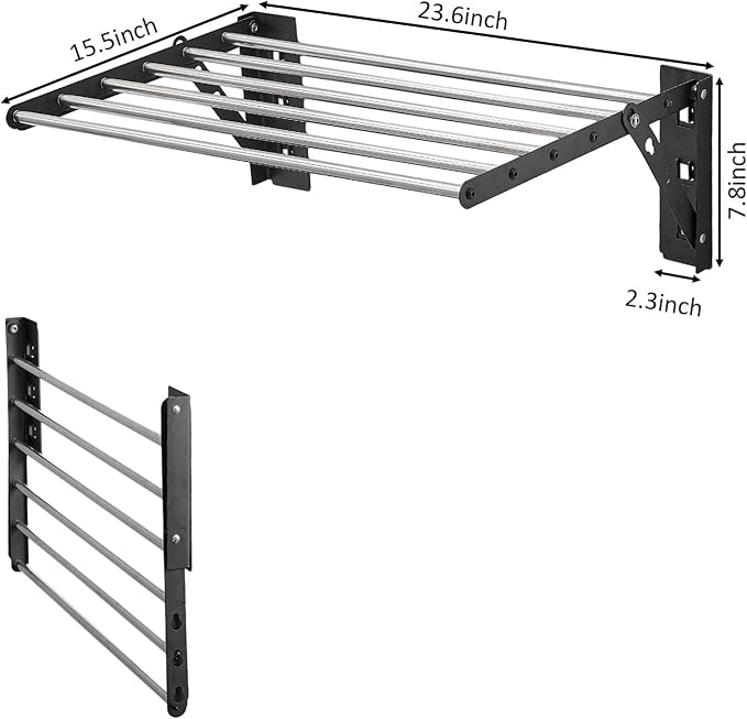 NEWRAIN Clothes Drying Rack, Wall Mounted Laundry Drying Rack Clothing - Image 5