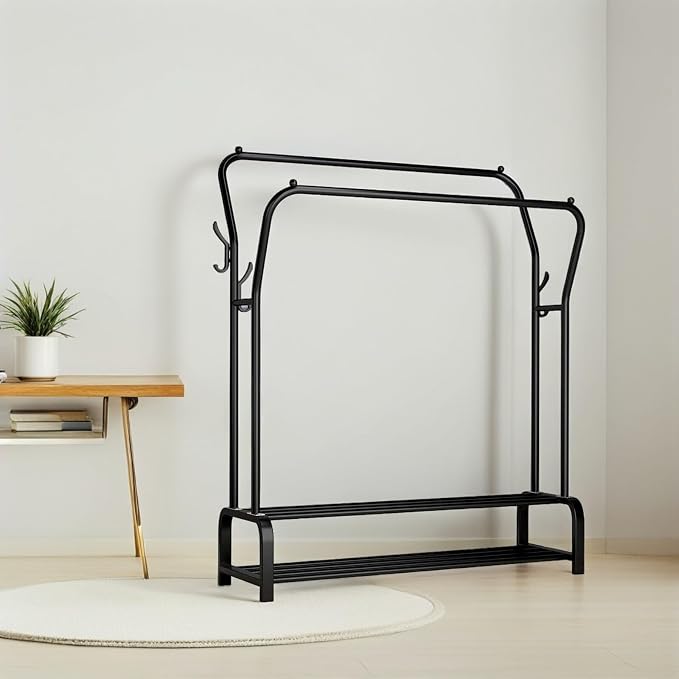 Double Pole Clothes Rack Heavy Duty Metal Garment Stand - Image 5