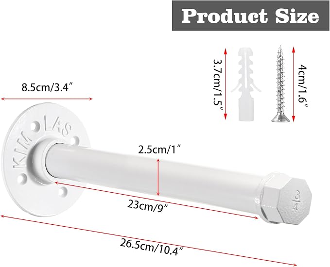 Sumnacon 2 Pcs 10 Inch Industrial Pipe Clothes Bar - Image 3