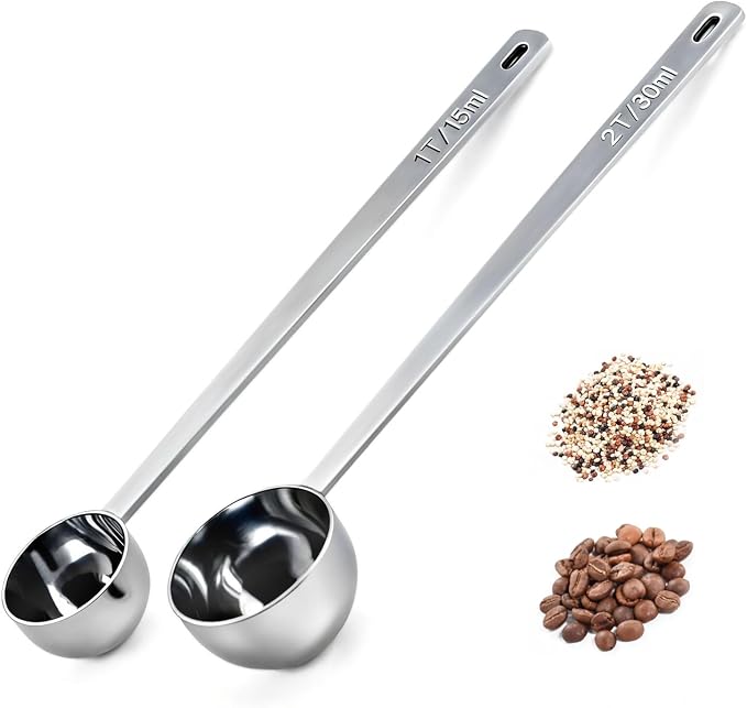 2PCS Coffee Scoop Set, 1 Tbsp & 2 Tbsp Coffee Measuring Spoons, by Unknown