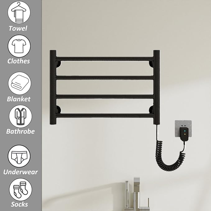 Energy-Saving Heated Drying Rack 4 Bars, Heated Towel Racks - Image 4