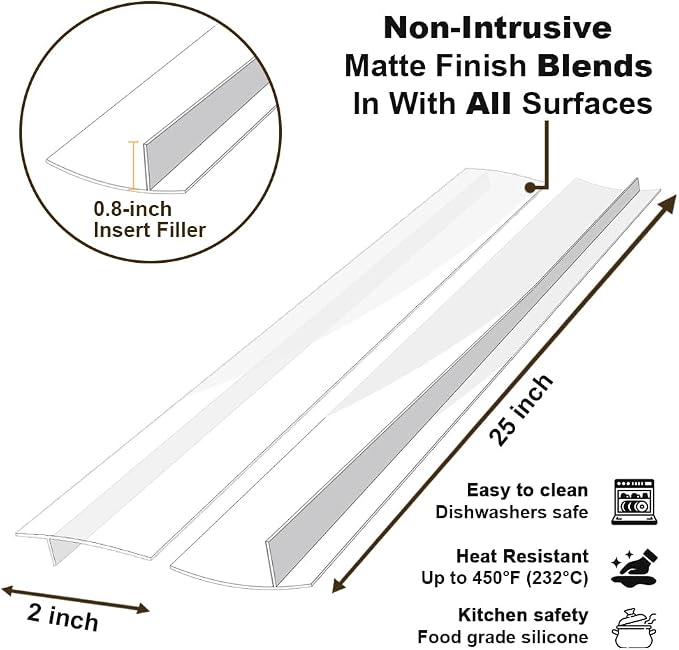 Kitchen Stove countertop Gap Covers, 25 inch Long & Extra Wide Silicone Stove - Image 4